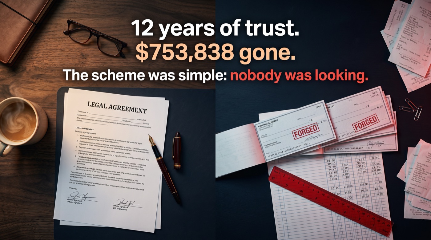 12 years of trust. $753,838 gone. The scheme was simple: nobody was looking.
